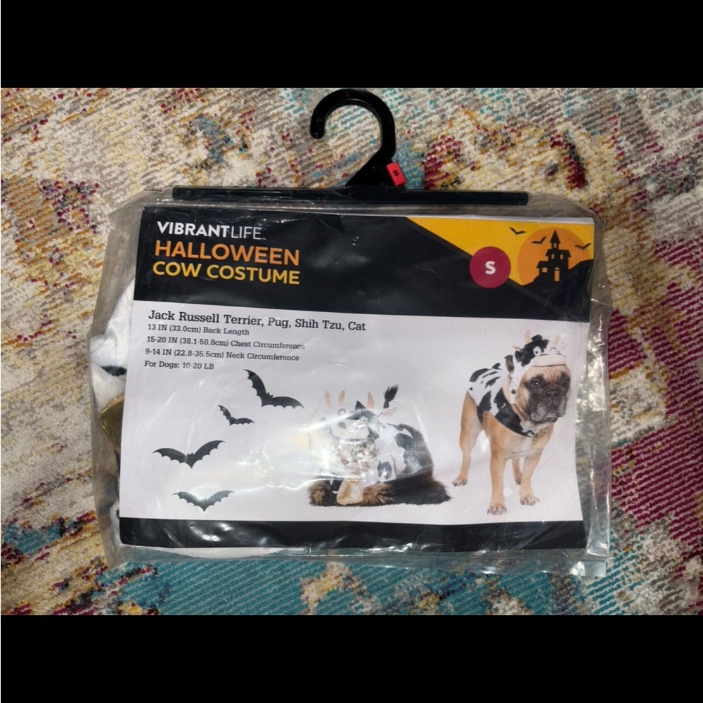 Vibrant Halloween Cow Costume for Pet- Black and White